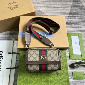 Gucci GG Supreme Small Shoulder Bag with Web Stripe